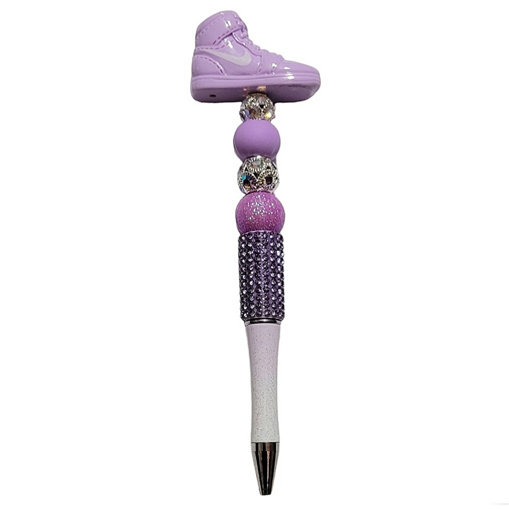 Athletic Sneaker Beaded Bling Ballpoint Twist Pen Topper Violet